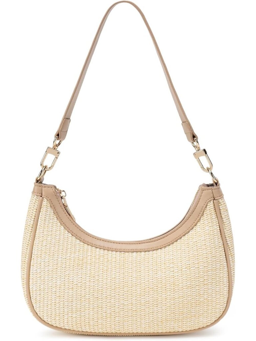 Women's Straw Khaki Vintage Hobo Cute Lightweight Underarm Purse Shoulder Bag